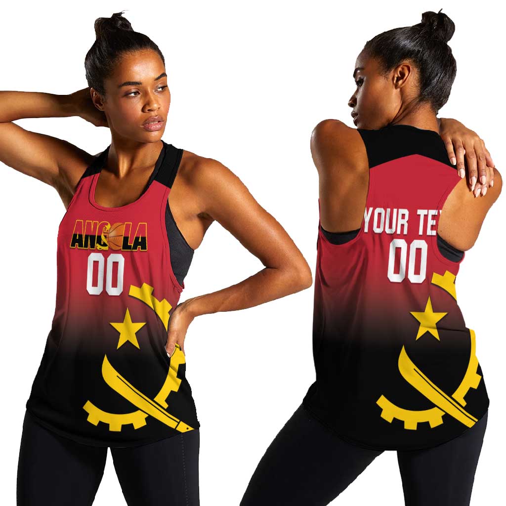 Afro Basketball Custom Angola Women Racerback Tank Go Champions Angolan - African Pride