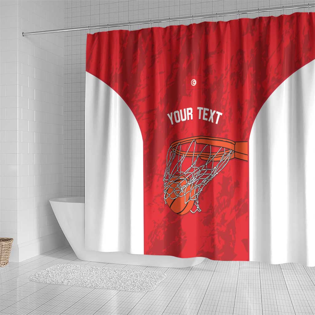 Afro Basketball Custom Tunisia Shower Curtain Go Champions Eagles of Carthage - African Pride