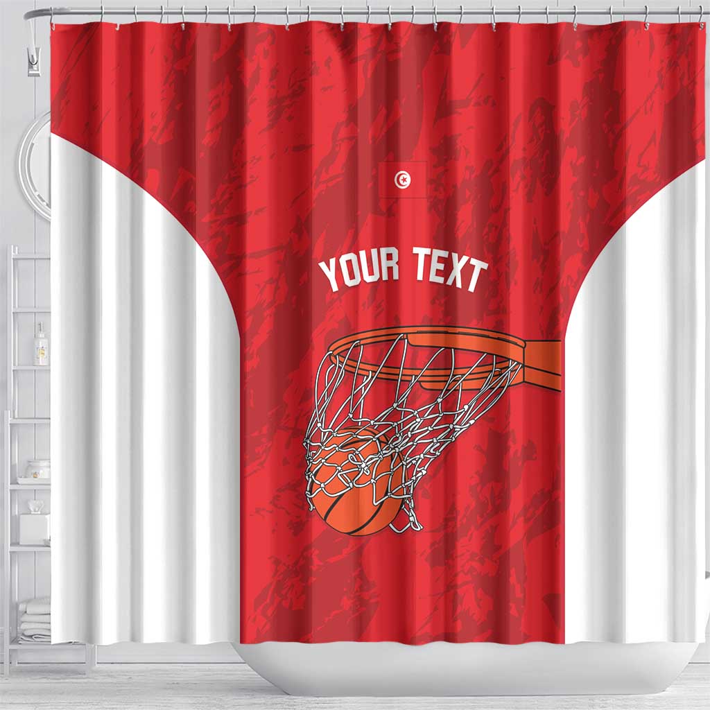 Afro Basketball Custom Tunisia Shower Curtain Go Champions Eagles of Carthage - African Pride
