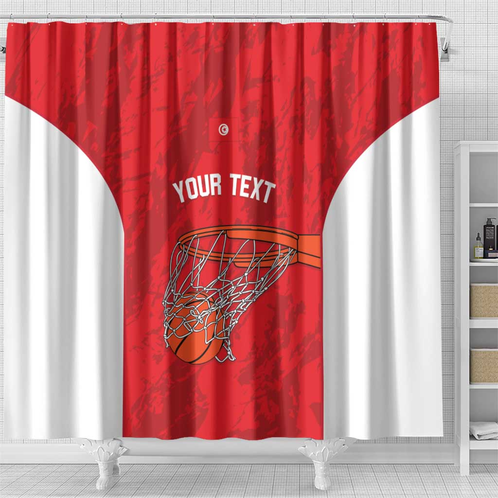 Afro Basketball Custom Tunisia Shower Curtain Go Champions Eagles of Carthage - African Pride