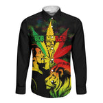 Afro Jamaica Legend Bob Long Sleeve Button Shirt Lion With Cannabis Leaf Pattern LT14