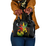 Afro Jamaica Legend Bob Shoulder Handbag Lion With Cannabis Leaf Pattern