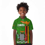 Personalised Zambia Independence Day Kid Polo Shirt Kente Pattern