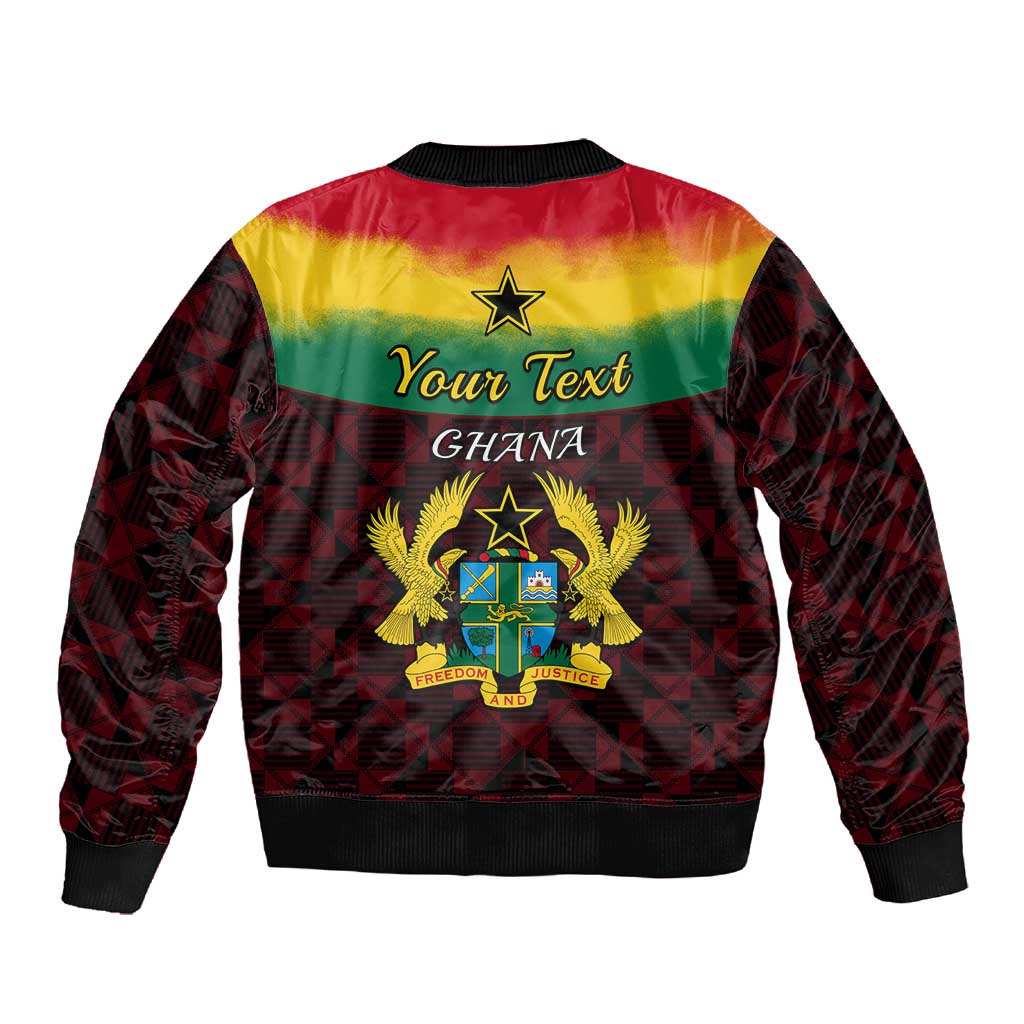Personalised 1 July Ghana Republic Day Sleeve Zip Bomber Jacket African Pattern Mix Flag Unique Style