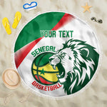 Afro Basketball Custom Senegal Beach Blanket Come On Lions - African Pride