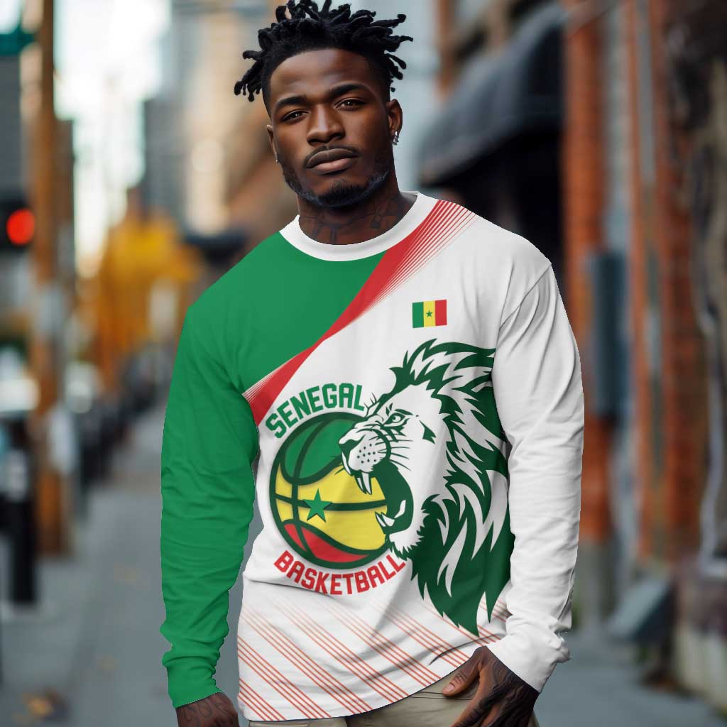 Afro Basketball Custom Senegal Long Sleeve Shirt Come On Lions - African Pride