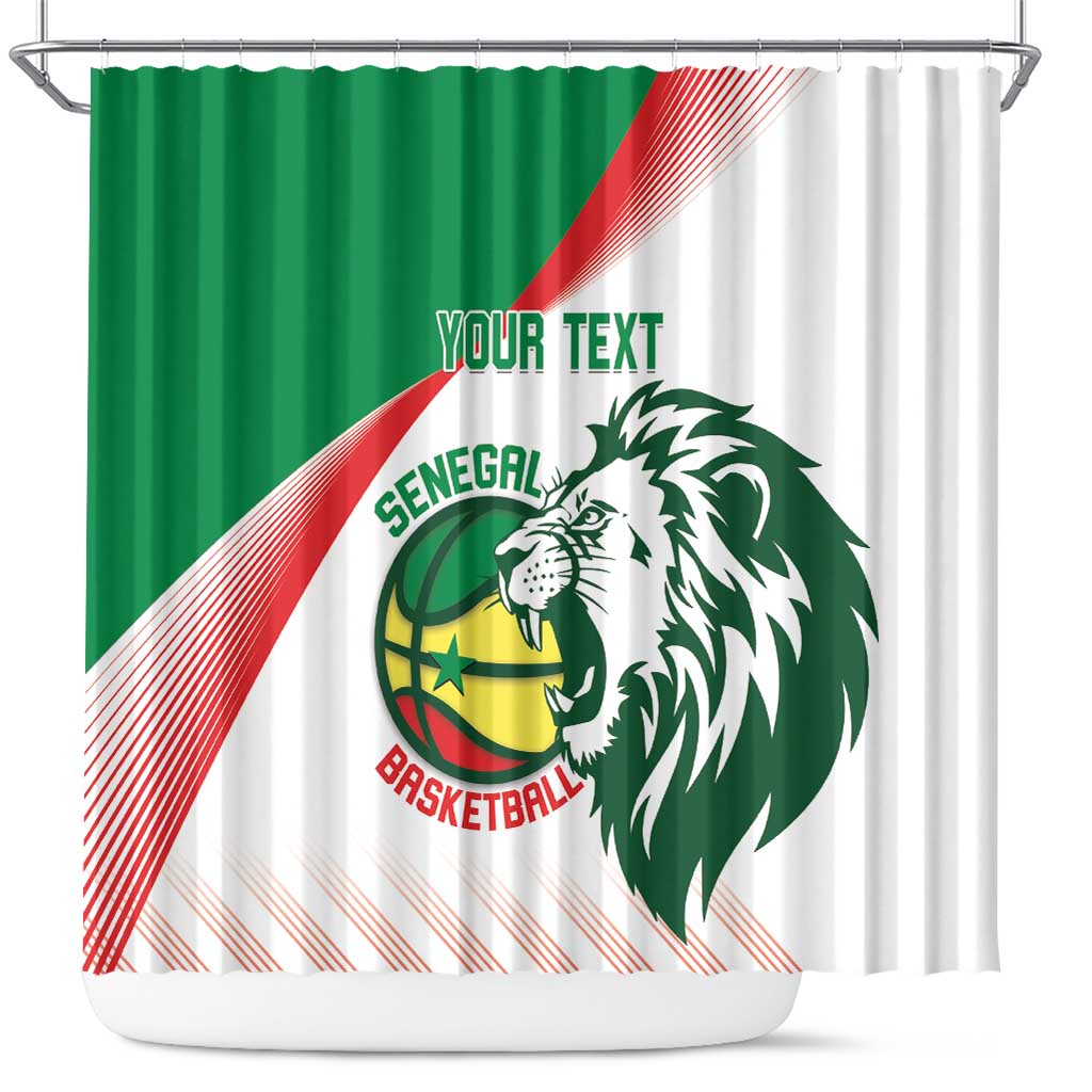 Afro Basketball Custom Senegal Shower Curtain Come On Lions - African Pride