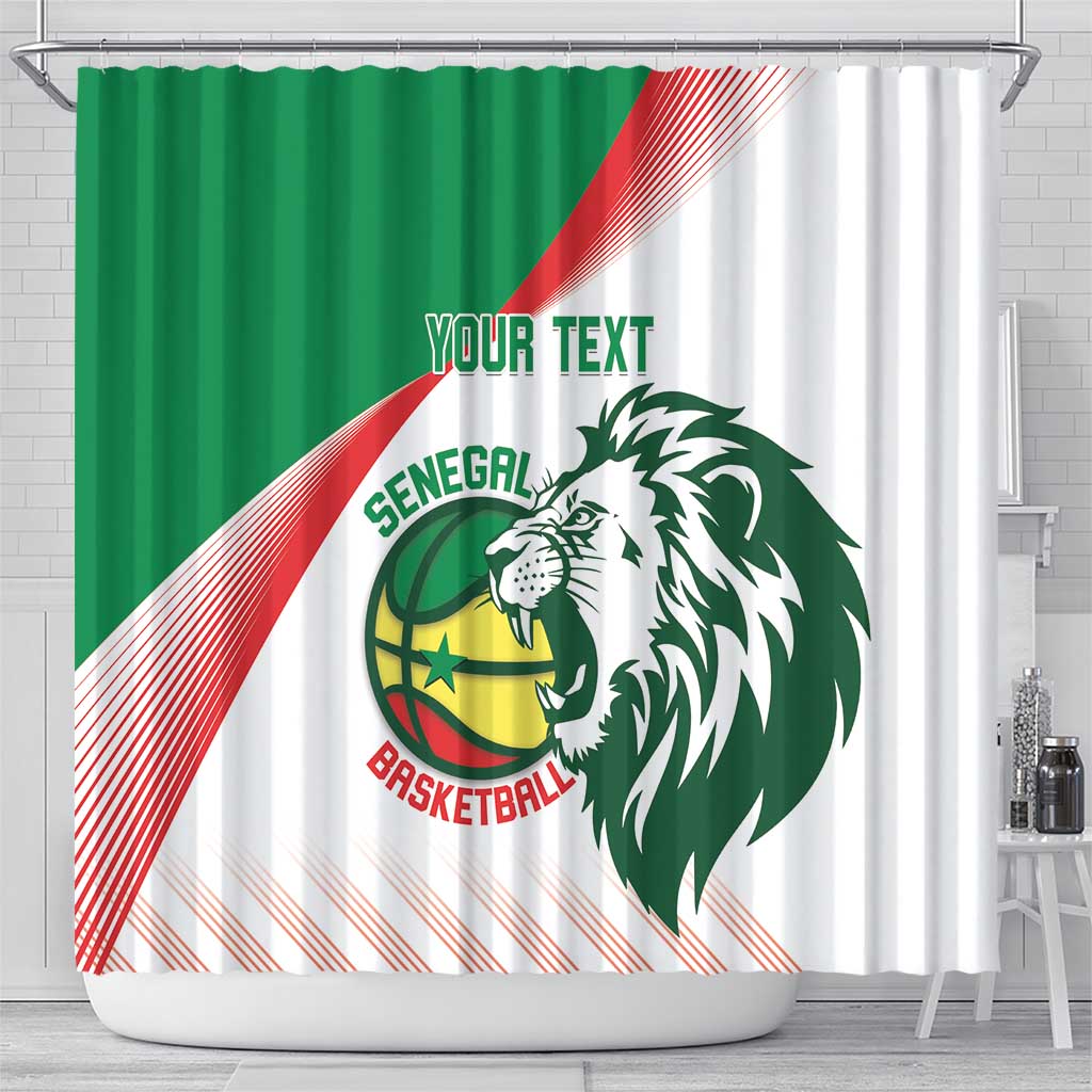 Afro Basketball Custom Senegal Shower Curtain Come On Lions - African Pride