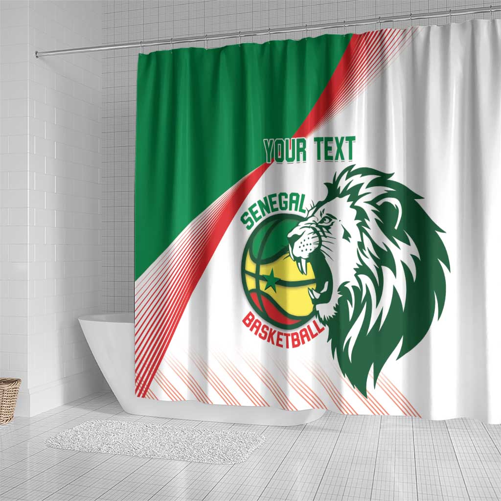 Afro Basketball Custom Senegal Shower Curtain Come On Lions - African Pride