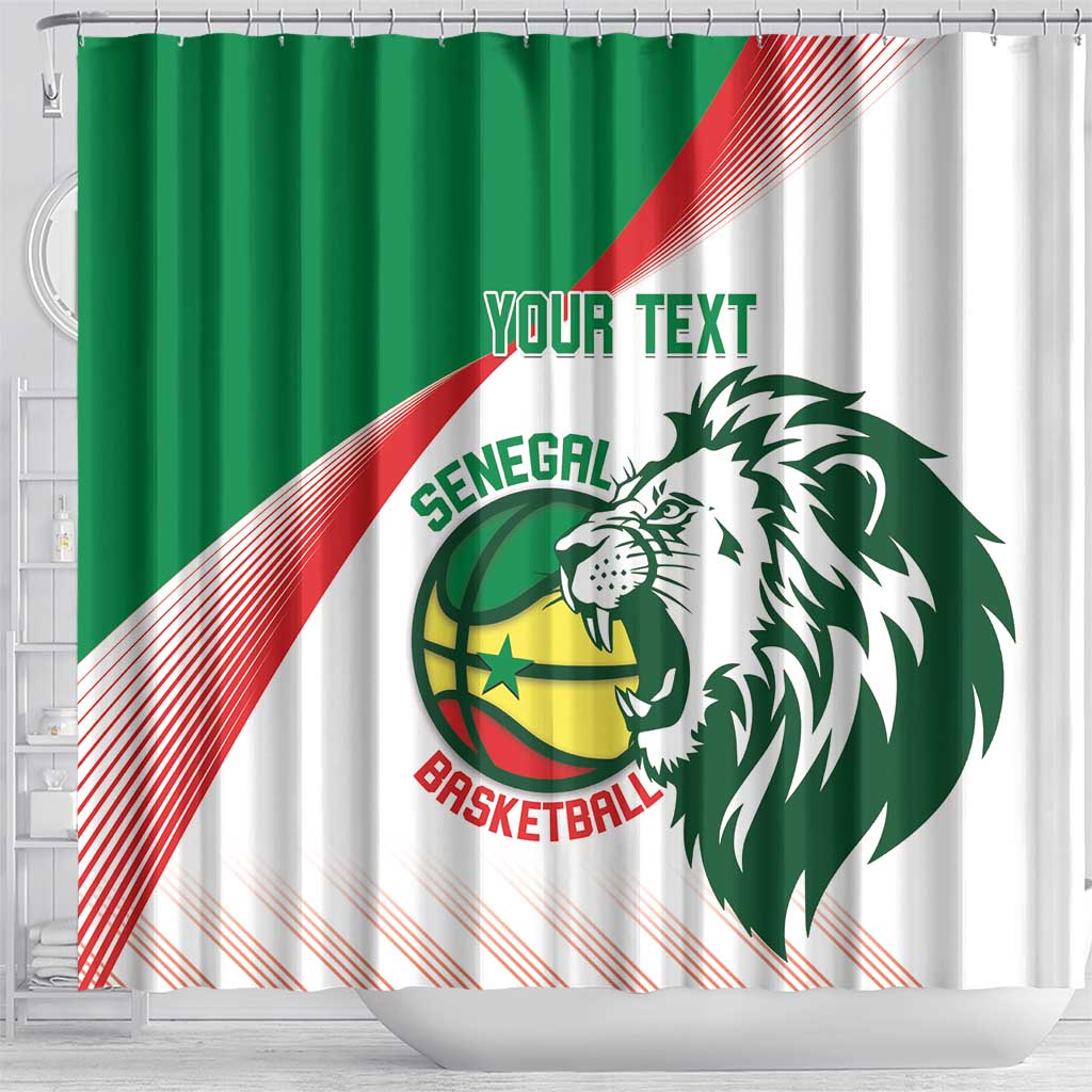 Afro Basketball Custom Senegal Shower Curtain Come On Lions - African Pride