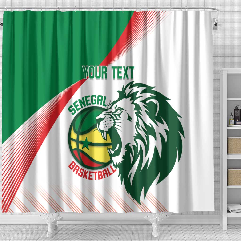 Afro Basketball Custom Senegal Shower Curtain Come On Lions - African Pride