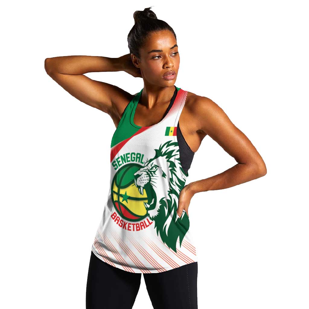 Afro Basketball Custom Senegal Women Racerback Tank Come On Lions - African Pride