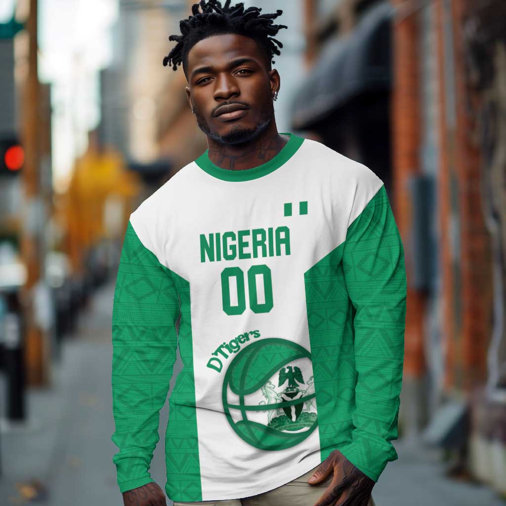 Afro Basketball Custom Nigeria Long Sleeve Shirt Come On Tigers - African Pride