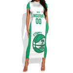 Afro Basketball Custom Nigeria Short Sleeve Bodycon Dress Come On Tigers - African Pride