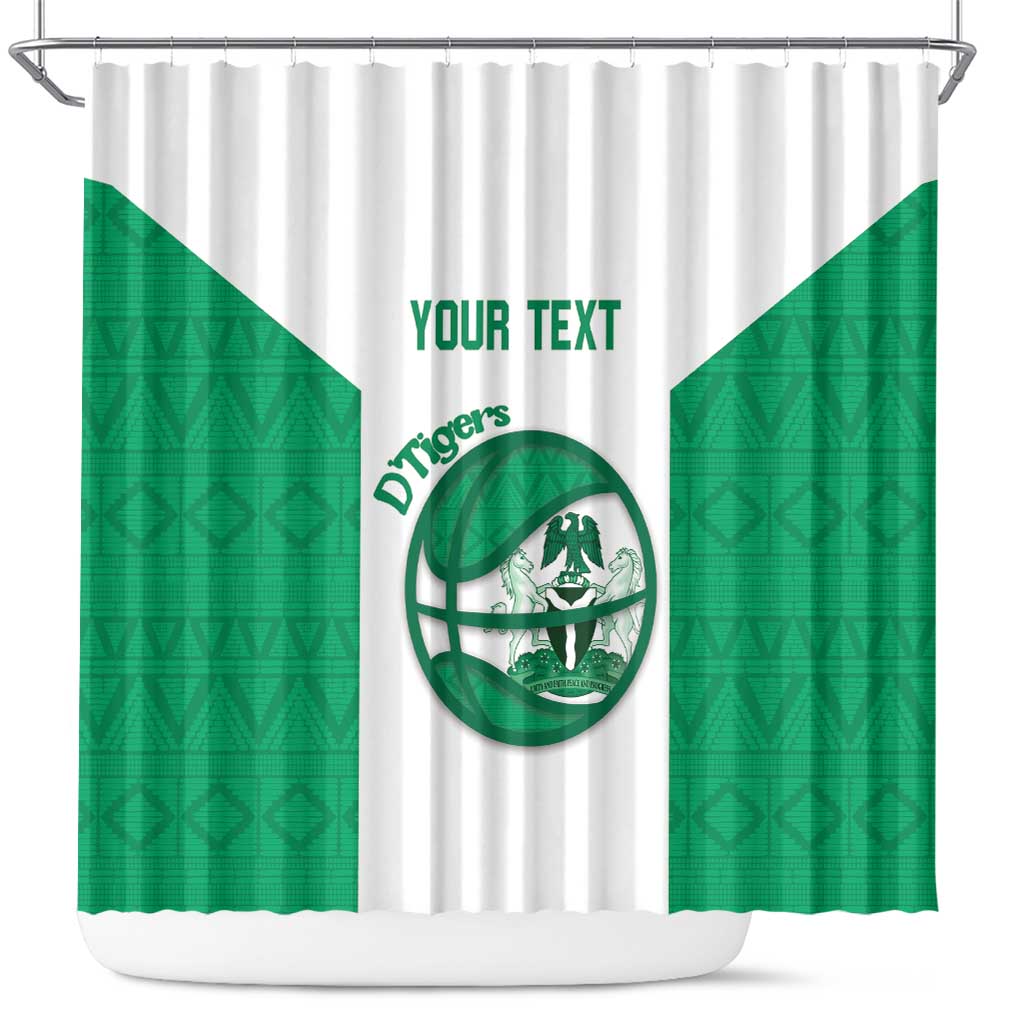 Afro Basketball Custom Nigeria Shower Curtain Come On Tigers - African Pride