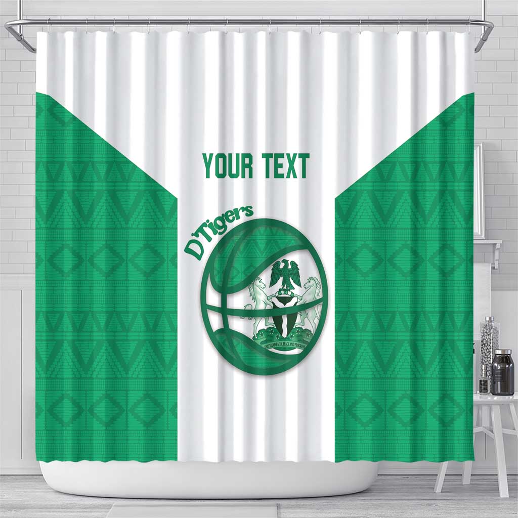 Afro Basketball Custom Nigeria Shower Curtain Come On Tigers - African Pride