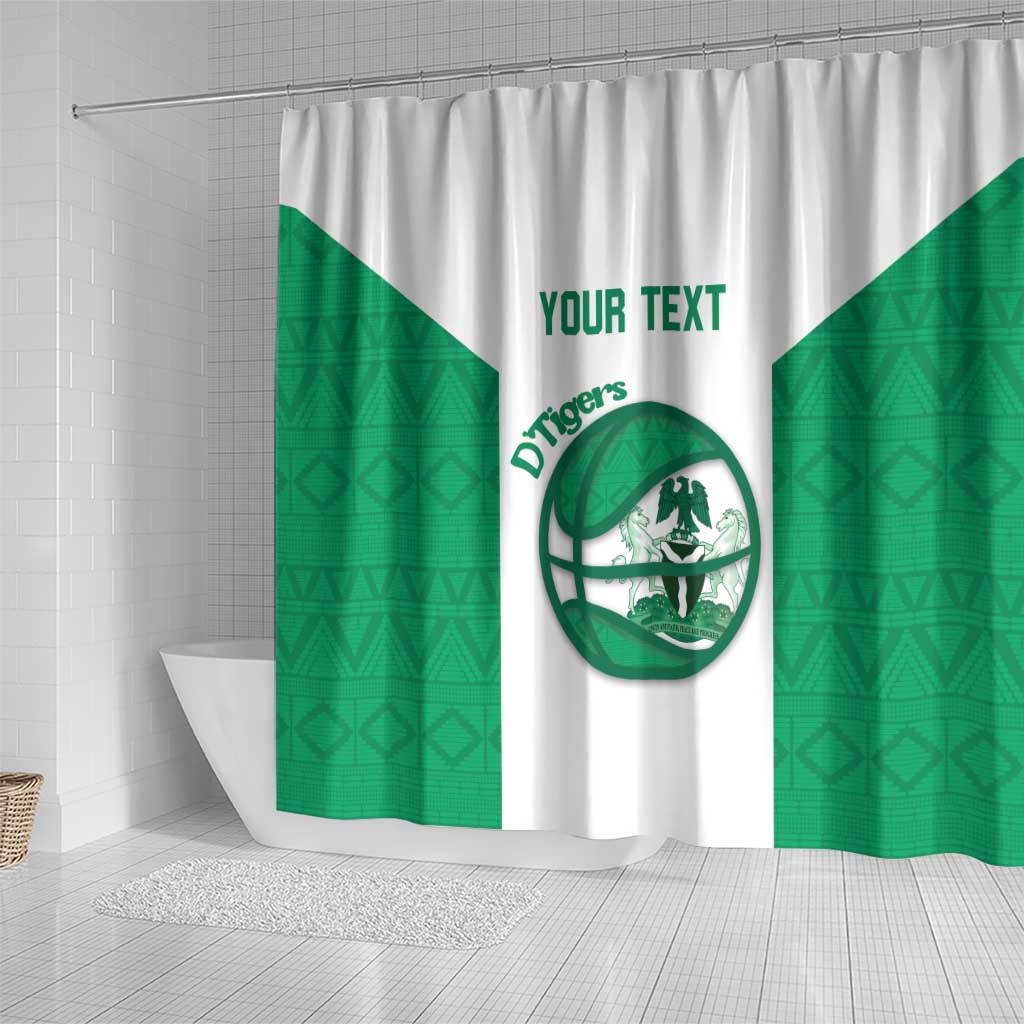 Afro Basketball Custom Nigeria Shower Curtain Come On Tigers - African Pride