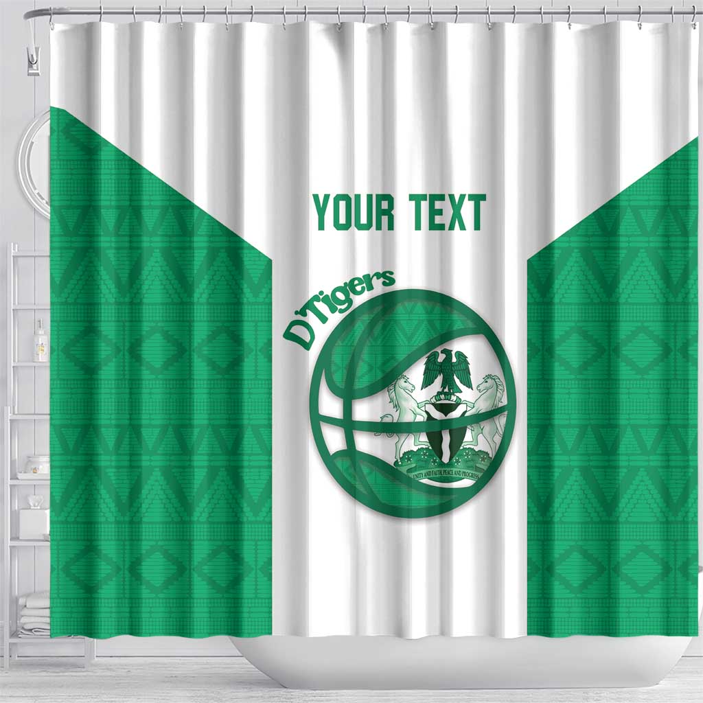 Afro Basketball Custom Nigeria Shower Curtain Come On Tigers - African Pride