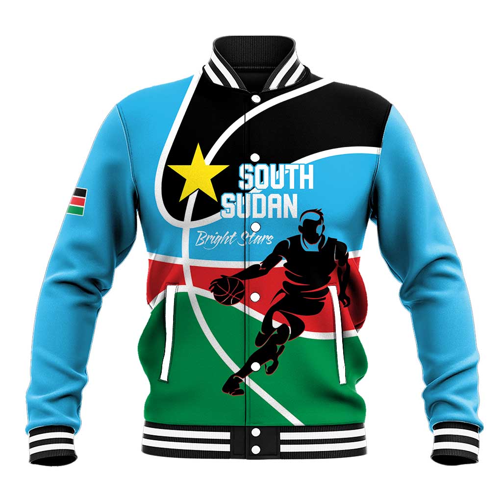 Afro Basketball Custom South Sudan Baseball Jacket Come On Bright Stars - African Pride