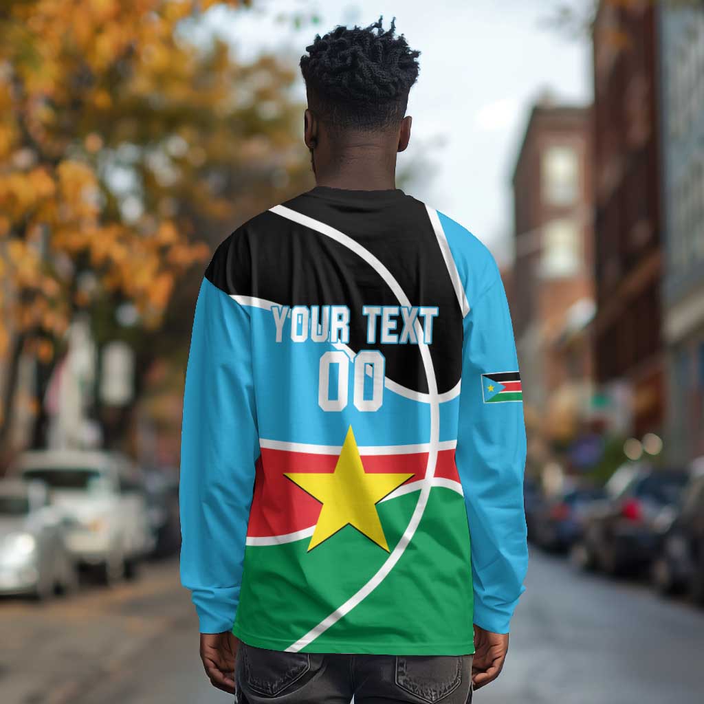 Afro Basketball Custom South Sudan Long Sleeve Shirt Come On Bright Stars - African Pride