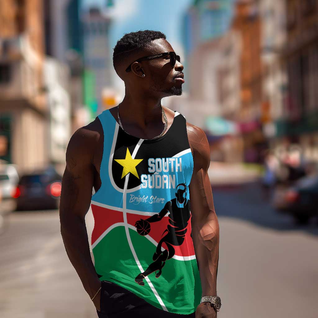 Afro Basketball Custom South Sudan Men Tank Top Come On Bright Stars - African Pride
