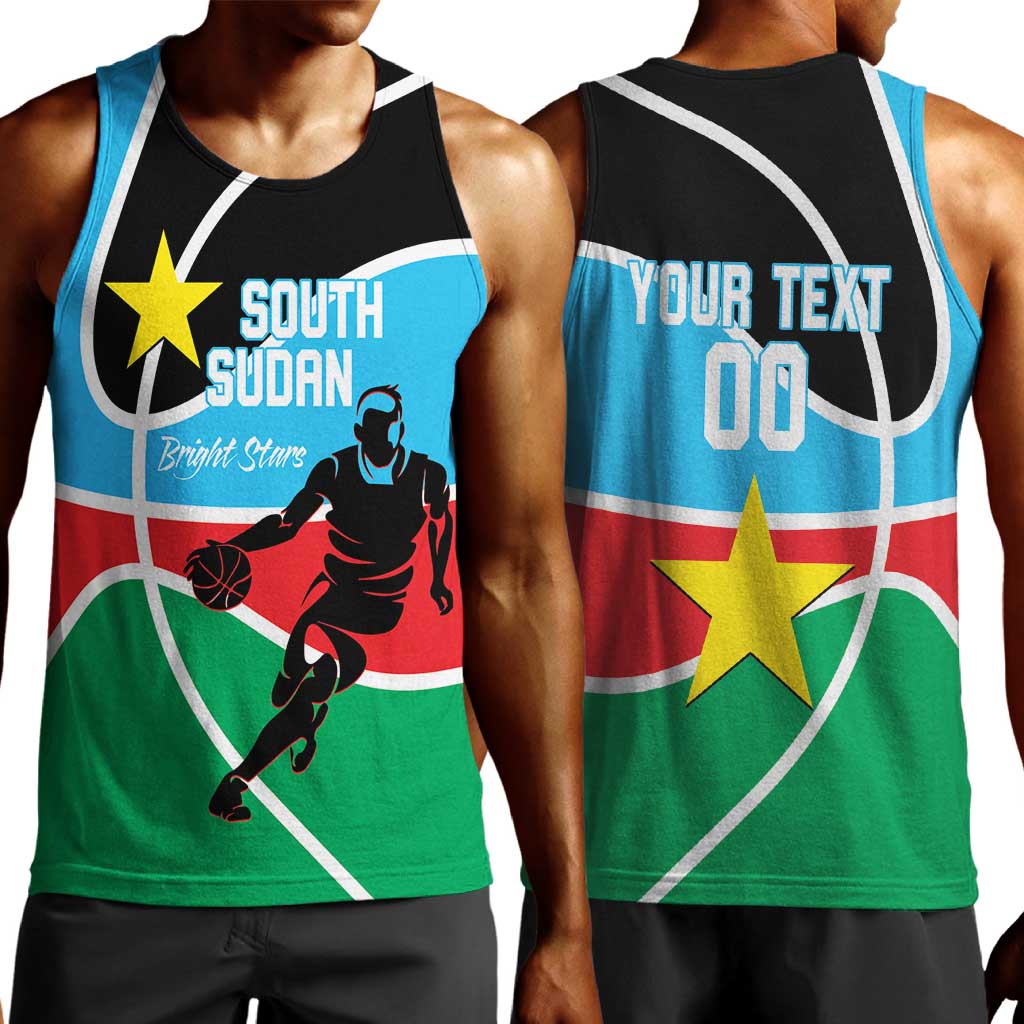 Afro Basketball Custom South Sudan Men Tank Top Come On Bright Stars - African Pride