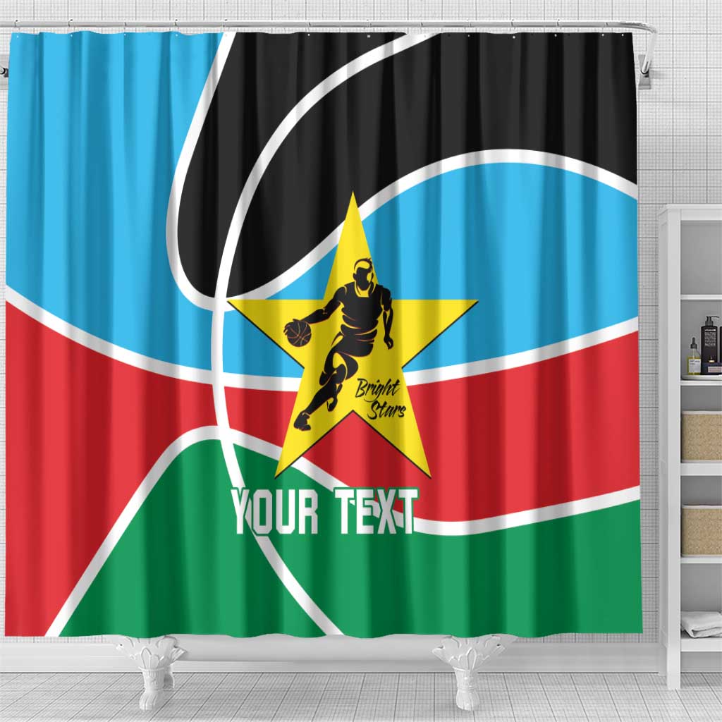 Afro Basketball Custom South Sudan Shower Curtain Come On Bright Stars - African Pride