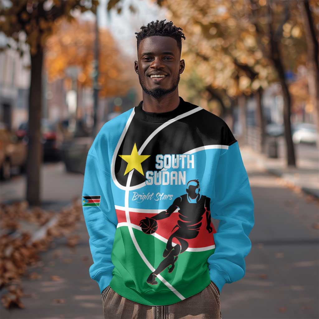 Afro Basketball Custom South Sudan Sweatshirt Come On Bright Stars - African Pride