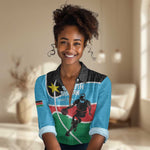 Afro Basketball Custom South Sudan Women Casual Shirt Come On Bright Stars - African Pride