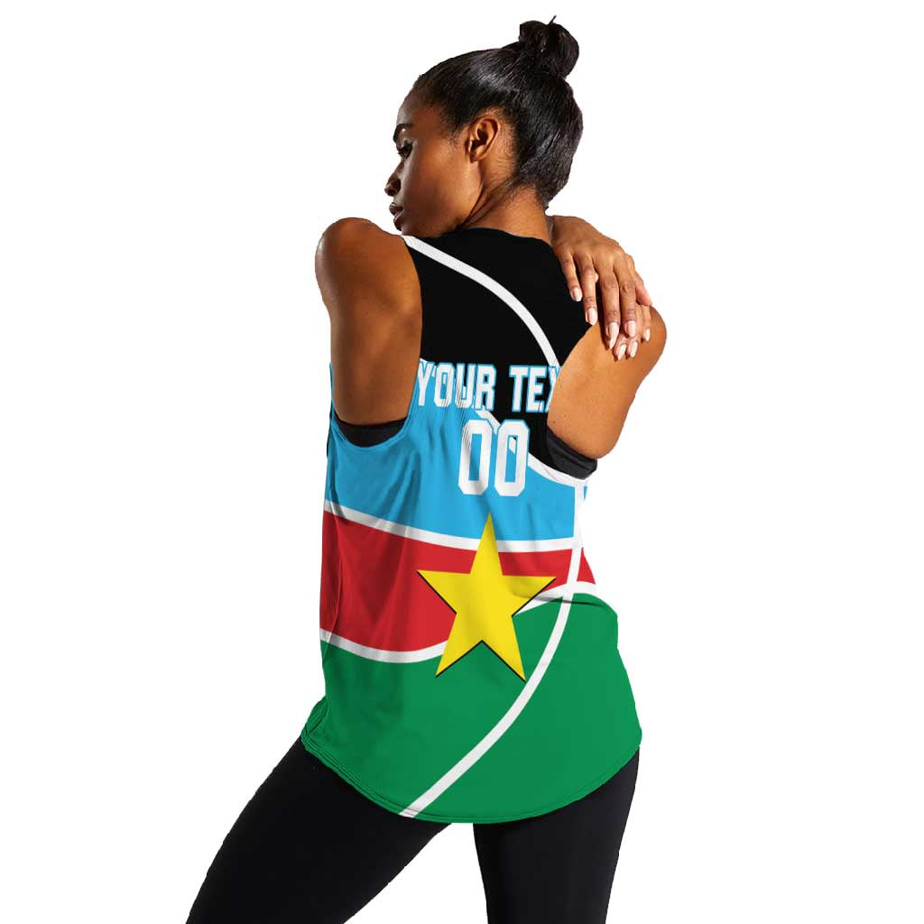 Afro Basketball Custom South Sudan Women Racerback Tank Come On Bright Stars - African Pride