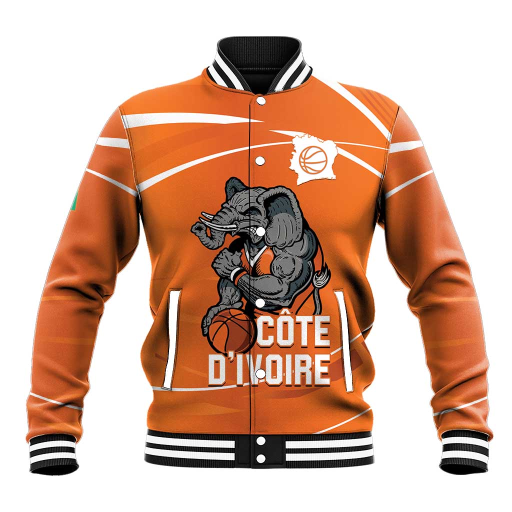 Afro Basketball Custom Ivory Coast Baseball Jacket Allez Les Elephants - African Pride