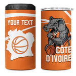Afro Basketball Custom Ivory Coast 4 in 1 Can Cooler Tumbler Allez Les Elephants - African Pride
