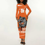 Afro Basketball Custom Ivory Coast Long Sleeve Bodycon Dress Allez Les Elephants - African Pride