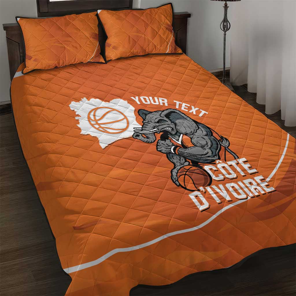 Afro Basketball Custom Ivory Coast Quilt Bed Set Allez Les Elephants - African Pride