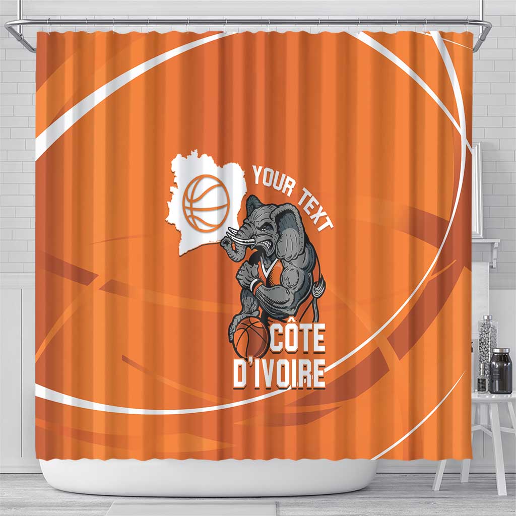 Afro Basketball Custom Ivory Coast Shower Curtain Allez Les Elephants - African Pride