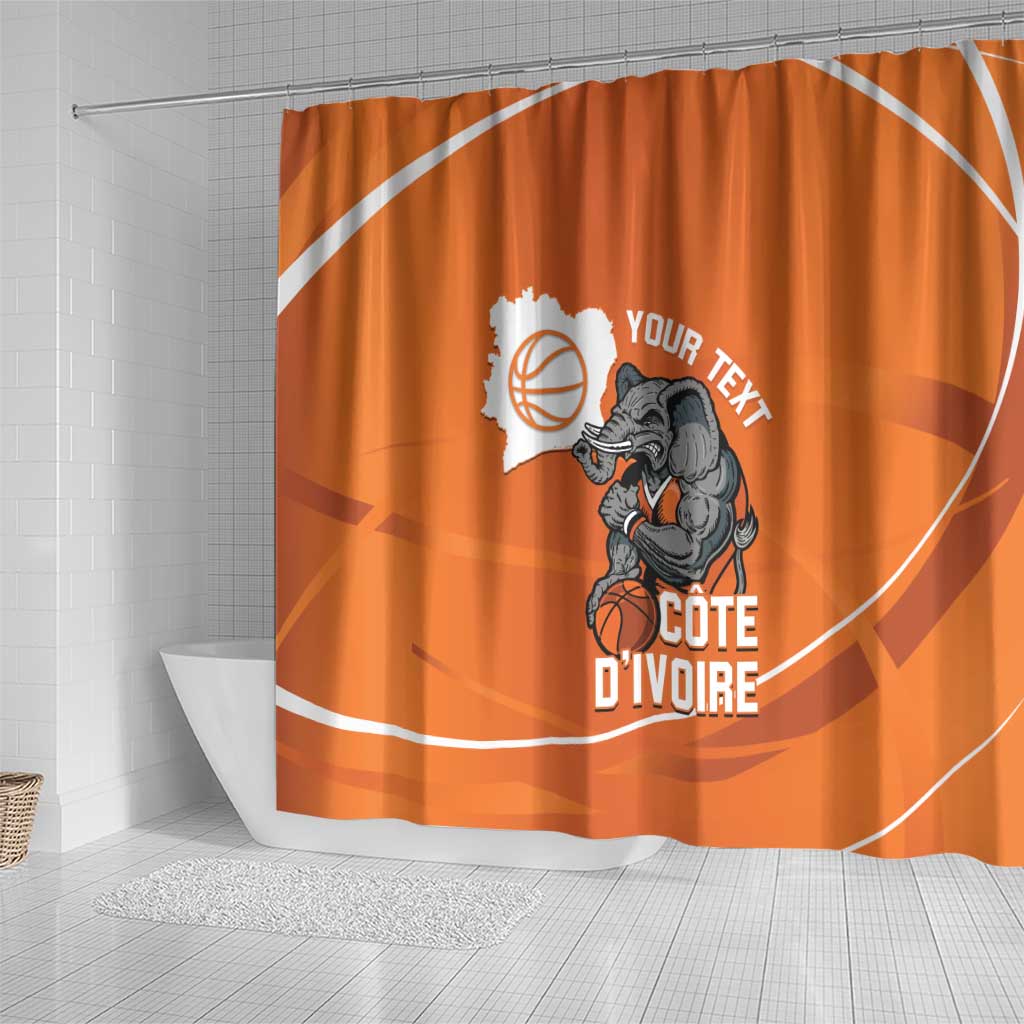 Afro Basketball Custom Ivory Coast Shower Curtain Allez Les Elephants - African Pride