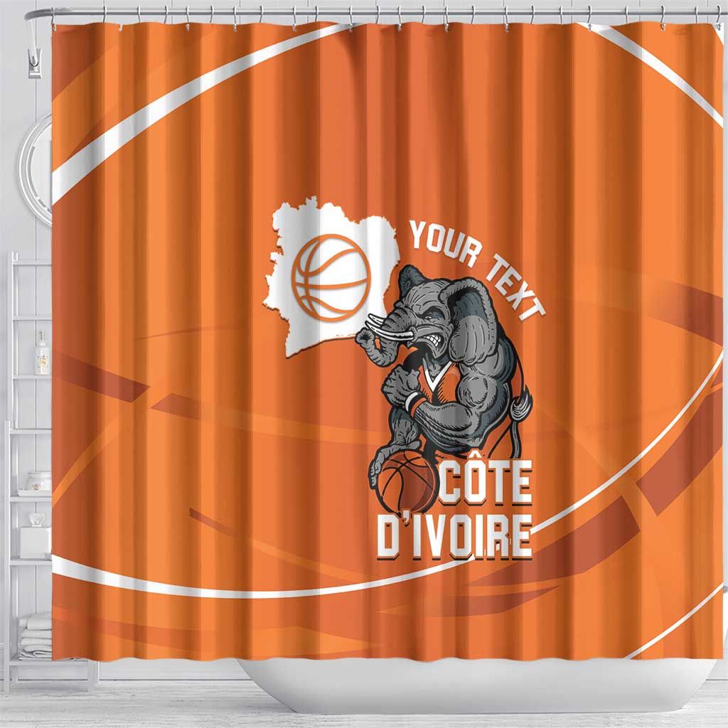 Afro Basketball Custom Ivory Coast Shower Curtain Allez Les Elephants - African Pride