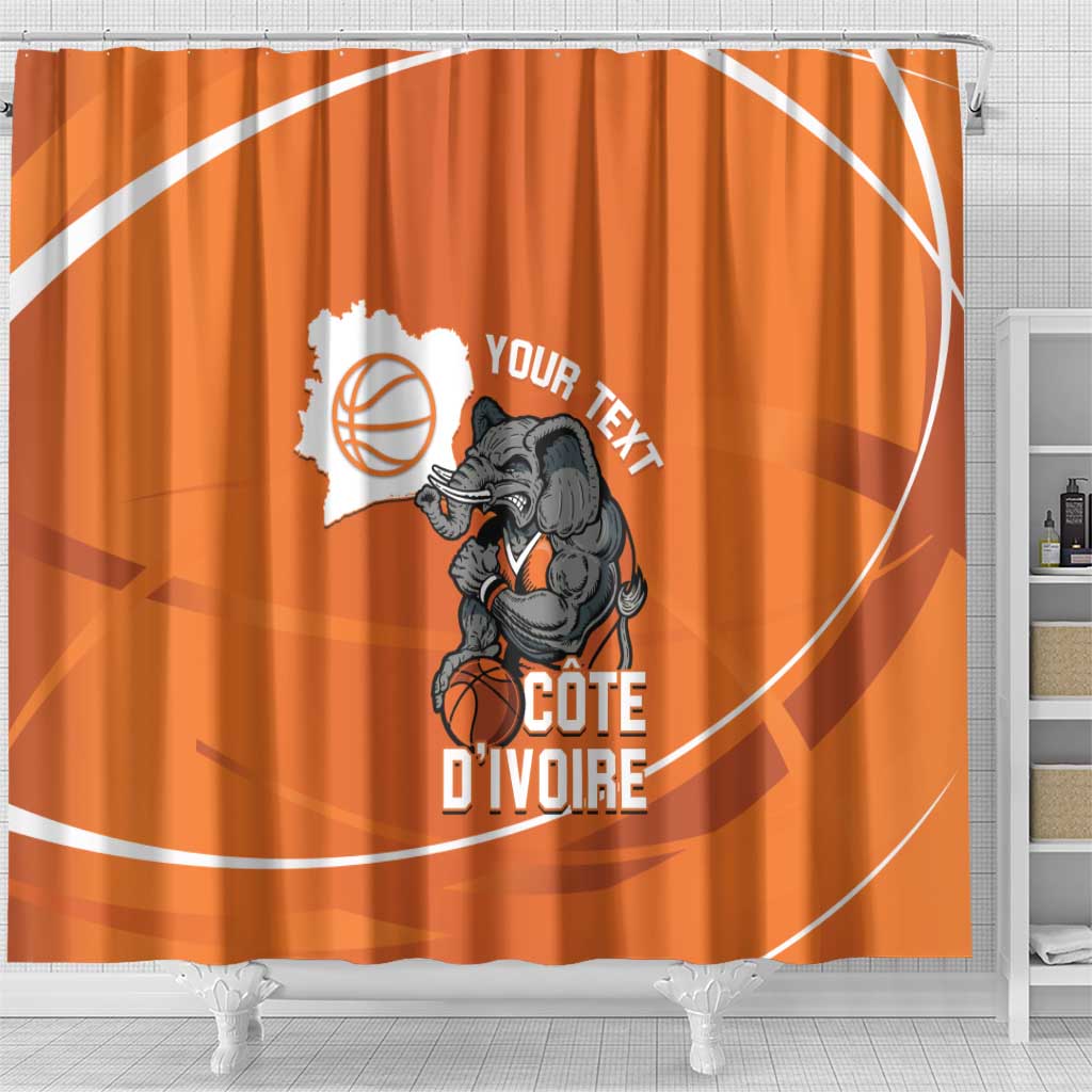 Afro Basketball Custom Ivory Coast Shower Curtain Allez Les Elephants - African Pride