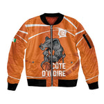Afro Basketball Custom Ivory Coast Sleeve Zip Bomber Jacket Allez Les Elephants - African Pride