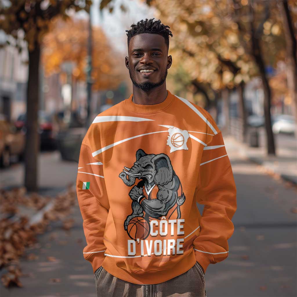 Afro Basketball Custom Ivory Coast Sweatshirt Allez Les Elephants - African Pride