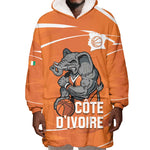 Afro Basketball Custom Ivory Coast Wearable Blanket Hoodie Allez Les Elephants - African Pride