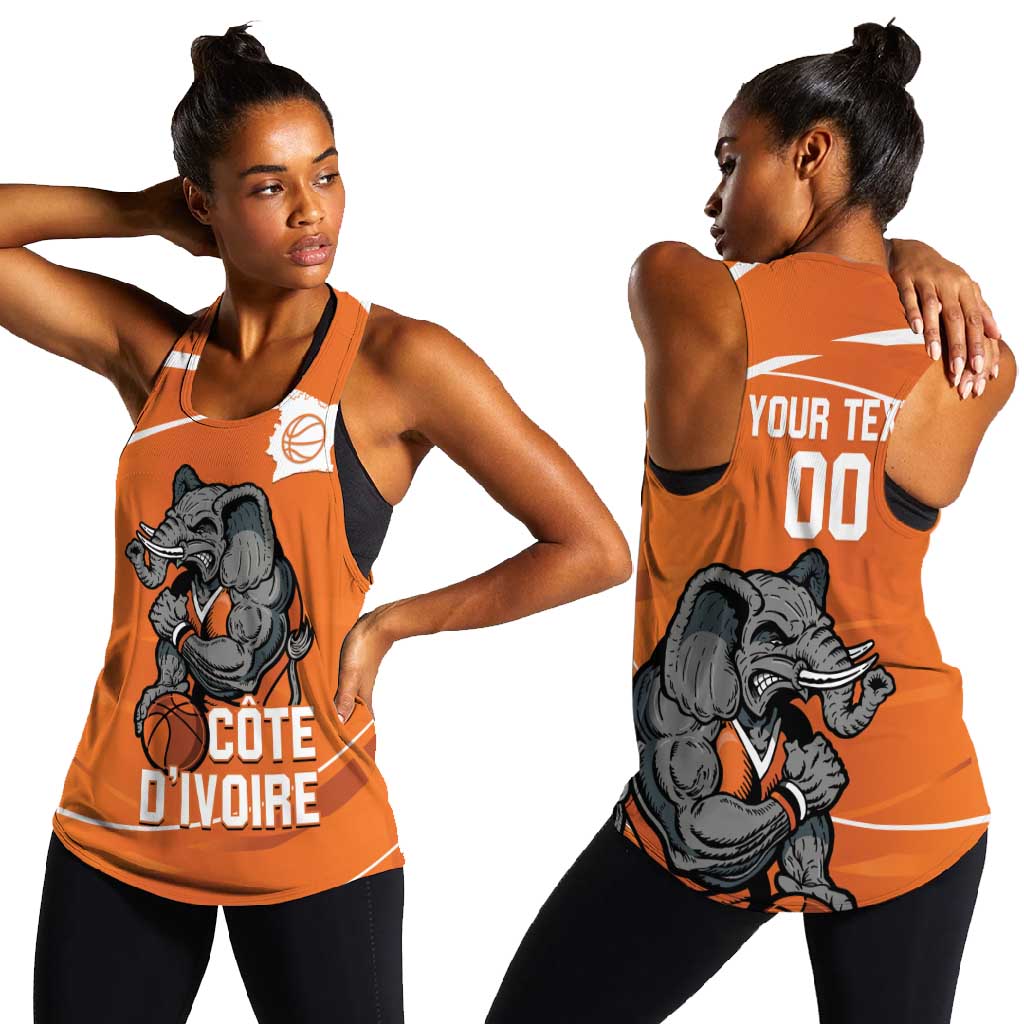 Afro Basketball Custom Ivory Coast Women Racerback Tank Allez Les Elephants - African Pride