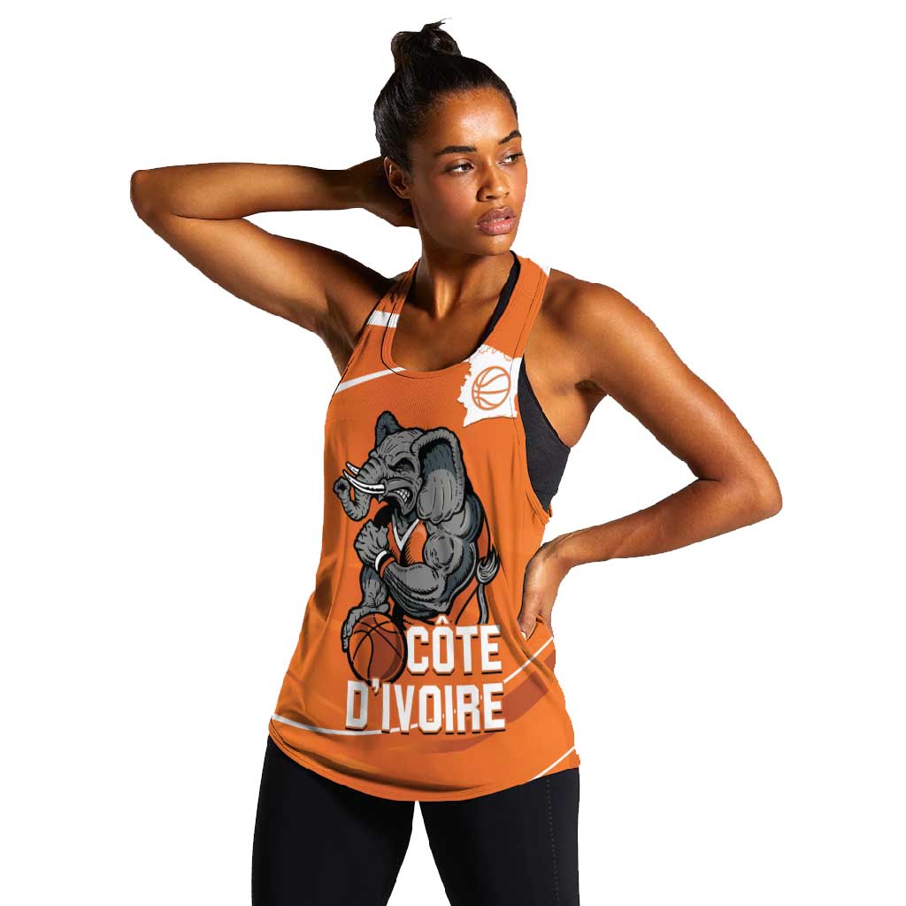 Afro Basketball Custom Ivory Coast Women Racerback Tank Allez Les Elephants - African Pride