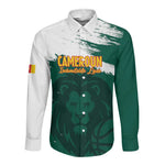 Afro Basketball Custom Cameroon Long Sleeve Button Shirt Come On Indomitable Lions - African Pride