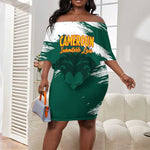 Afro Basketball Custom Cameroon Off Shoulder Short Dress Come On Indomitable Lions - African Pride
