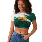 Afro Basketball Custom Cameroon Raglan Cropped T shirt Come On Indomitable Lions - African Pride