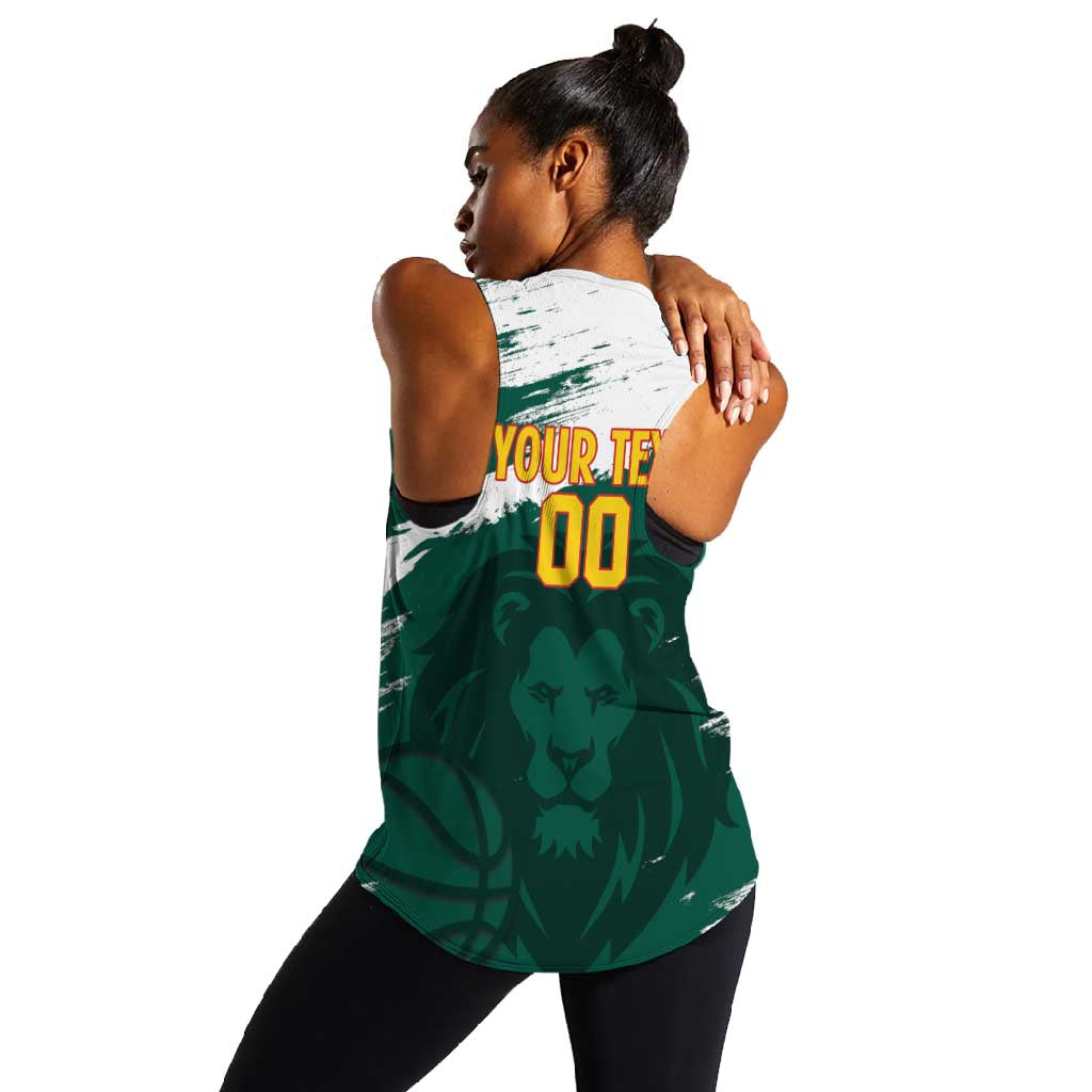 Afro Basketball Custom Cameroon Women Racerback Tank Come On Indomitable Lions - African Pride
