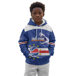 Afro Basketball Custom Cape Verde Kid Hoodie Come On Blue Sharks - African Pride