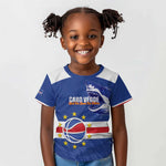 Afro Basketball Custom Cape Verde Kid T shirt Come On Blue Sharks - African Pride