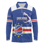 Afro Basketball Custom Cape Verde Long Sleeve Polo Shirt Come On Blue Sharks - African Pride